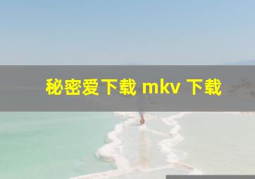 秘密爱下载 mkv 下载